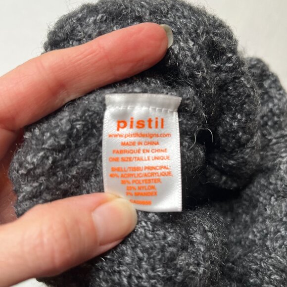 Pistil Cable Knit Beanie Pom Pom Winter Hat Gray Purple Cream Womens Soft Gift - Picture 8 of 8